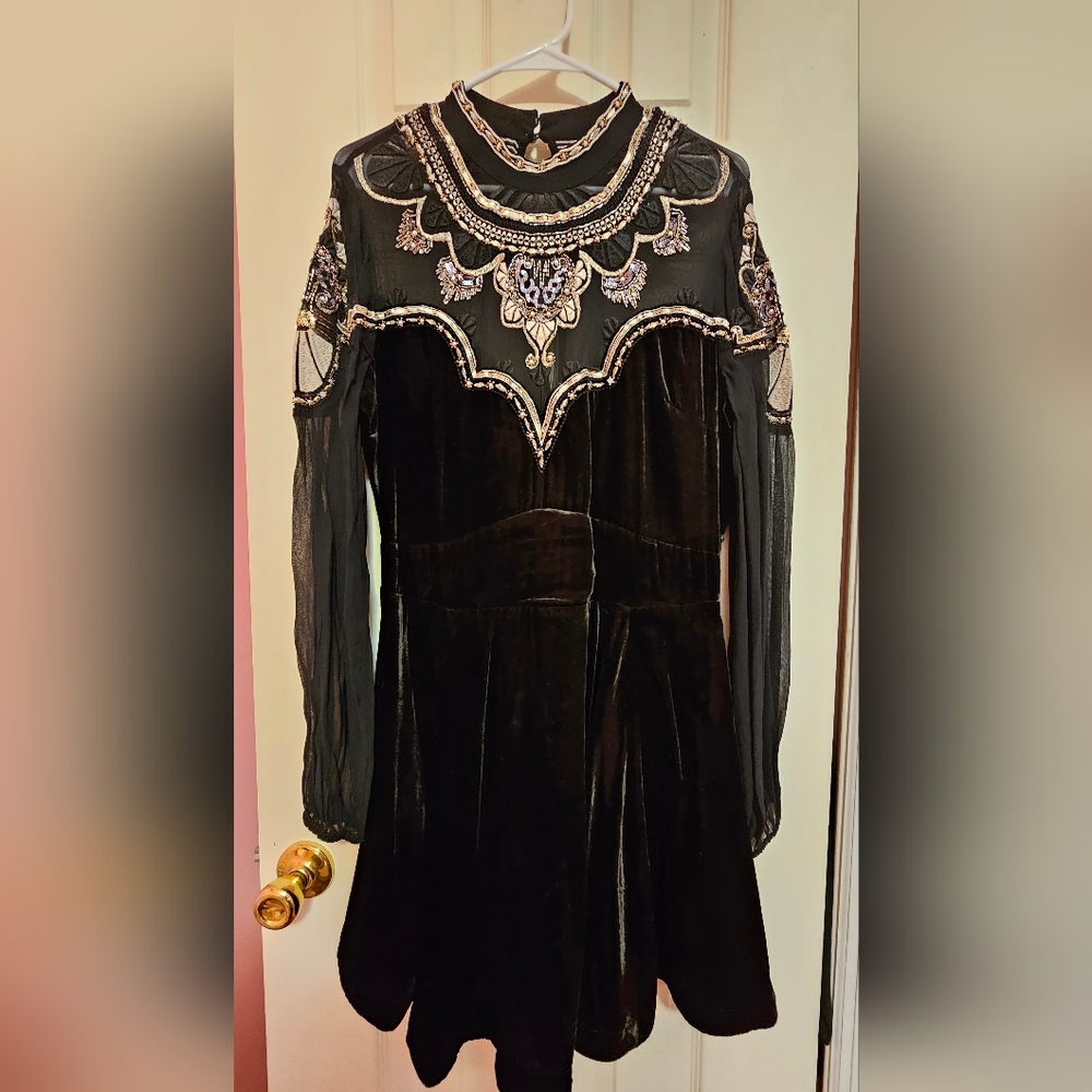 Anthropologie Embellished Velvet Dress